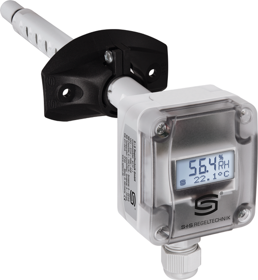 Sensor de humedad para canales/ Sensor de humedad y temperatura para canales, KFF con display y filtro de plástico sinterizado (estándar), 1201-3111-0200-029